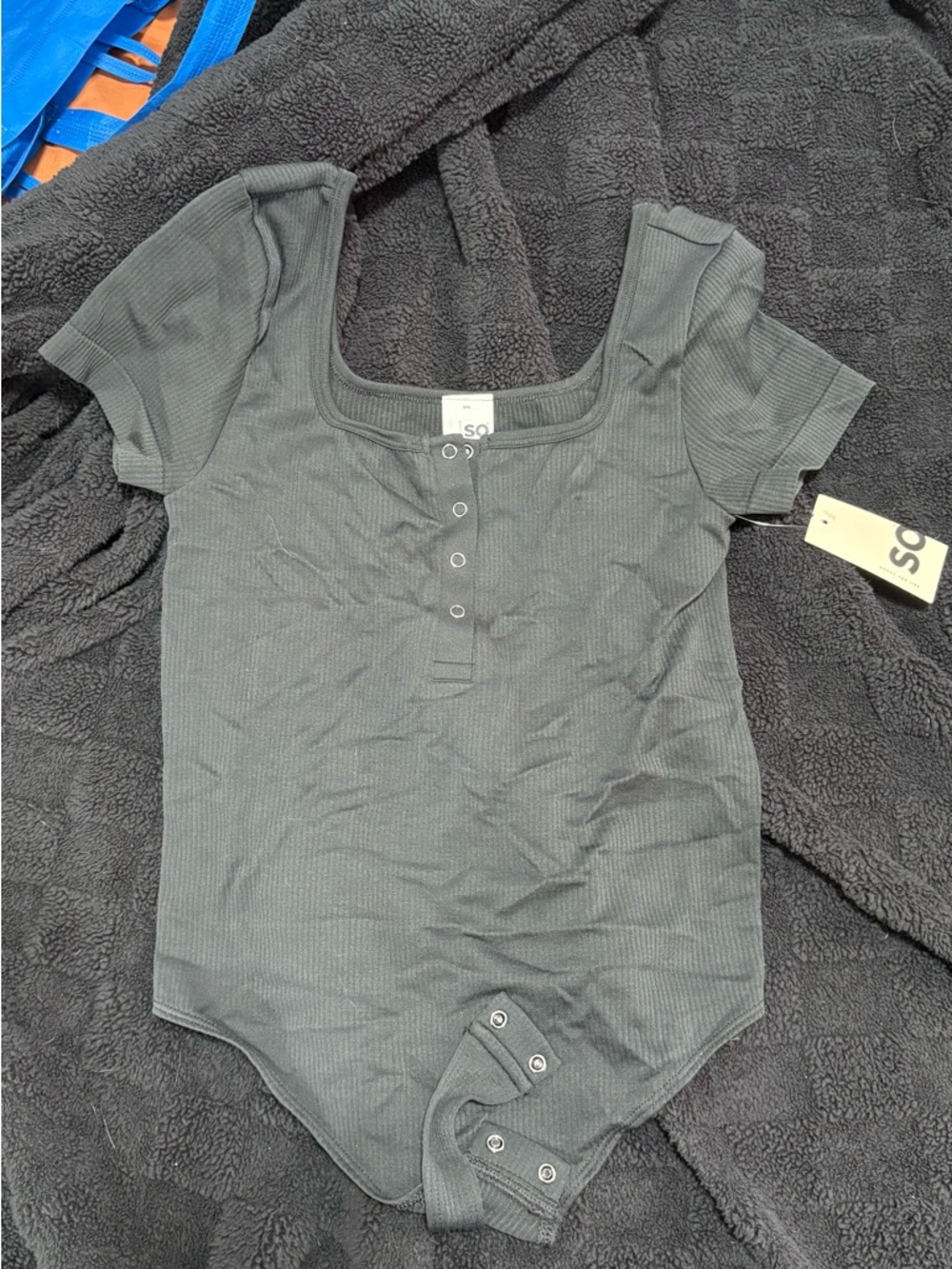 Kohl's Black Ribbed Short Sleeve Bodysuit